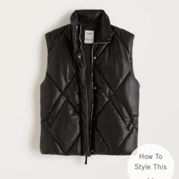Abercrombie & Fitch Oversized Vegan Leather Vest - XS - Picture 2 of 4